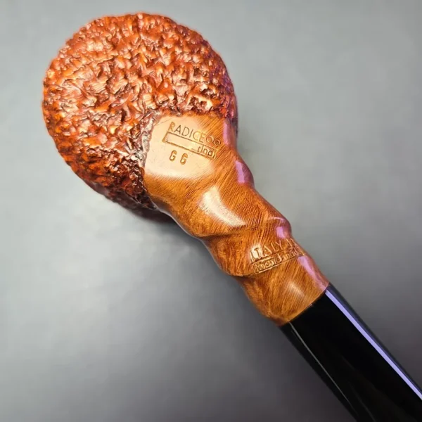 Radice Rind GG Partially Rusticated Billiard w/ Spiral Carving Estate Briar Pipe, Italian Estates - Image 10