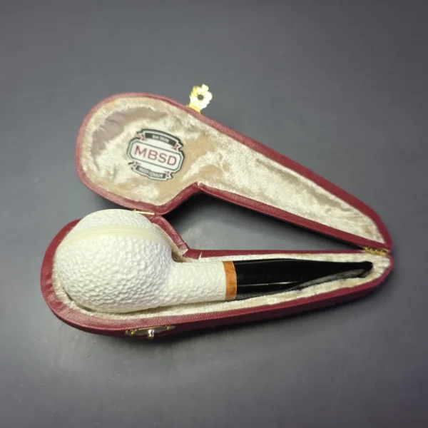 MBSD Meerschaum Deluxe Rusticated Rhodesian Block Meerschaum Pipe, Briar-Mortise, New - Image 3