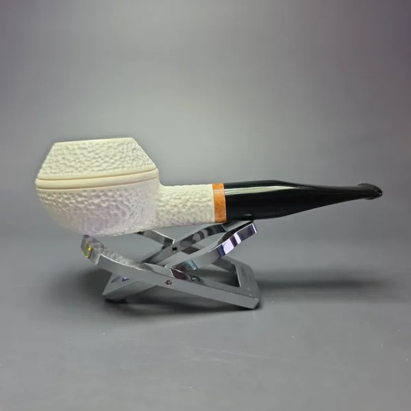 MBSD Meerschaum Deluxe Rusticated Rhodesian Block Meerschaum Pipe, Briar-Mortise, New - Image 4