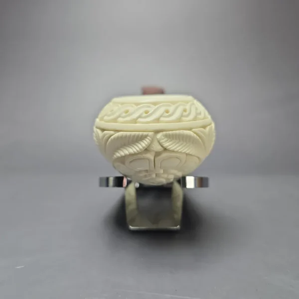 MBSD Meerschaum Silver Floral Author Reverse Calabash Block Meerschaum Pipe, New - Image 3