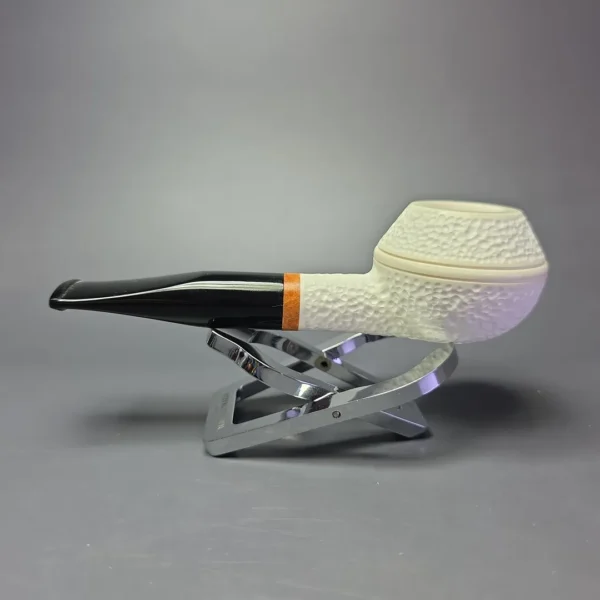 MBSD Meerschaum Deluxe Rusticated Rhodesian Block Meerschaum Pipe, Briar-Mortise, New - Image 6