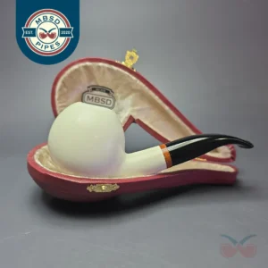MBSD Meerschaum Deluxe XL Smooth Apple Block Meerschaum Pipe, Briars-Mortise, New