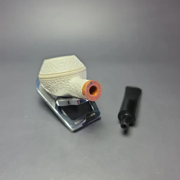 MBSD Meerschaum Deluxe Rusticated Rhodesian Block Meerschaum Pipe, Briar-Mortise, New - Image 11