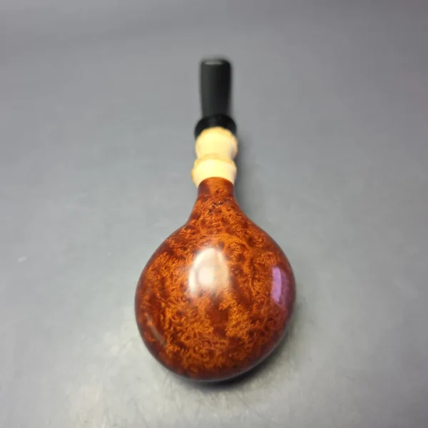 J Mouton Smooth Asymmetric Tomato w/ Bamboo Handmade Briar Pipe, New - Image 8