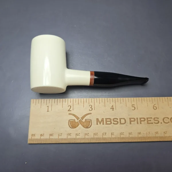 MBSD Meerschaum Deluxe Smooth Poker Block Meerschaum Pipe, Briar-Mortise, New - Image 8