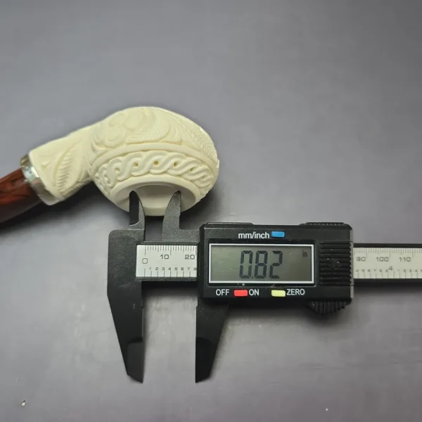 MBSD Meerschaum Silver Floral Author Reverse Calabash Block Meerschaum Pipe, New - Image 9