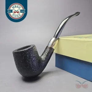MBSD Briars Timeless Traditions 2 Sandblasted Bent Billiard w/ Silver Handmade Briar Pipe, New