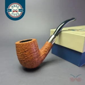 MBSD Briars Timeless Traditions 2 Sandblasted Bent Billiard w/ Silver Handmade Briar Pipe, New