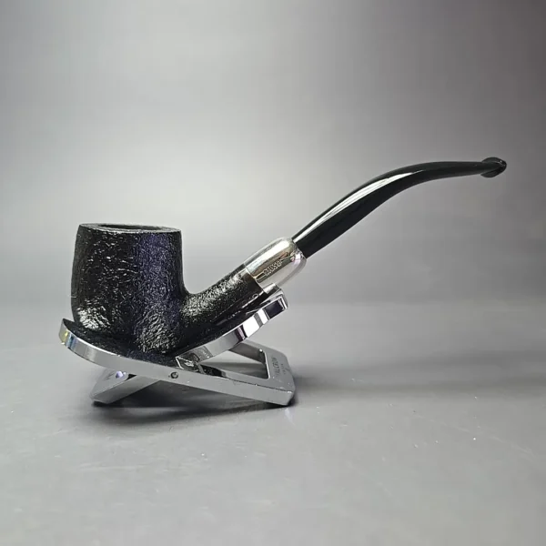 MBSD Briars Timeless Traditions 2 Sandblasted Bent Billiard w/ Silver Handmade Briar Pipe, New - Image 3
