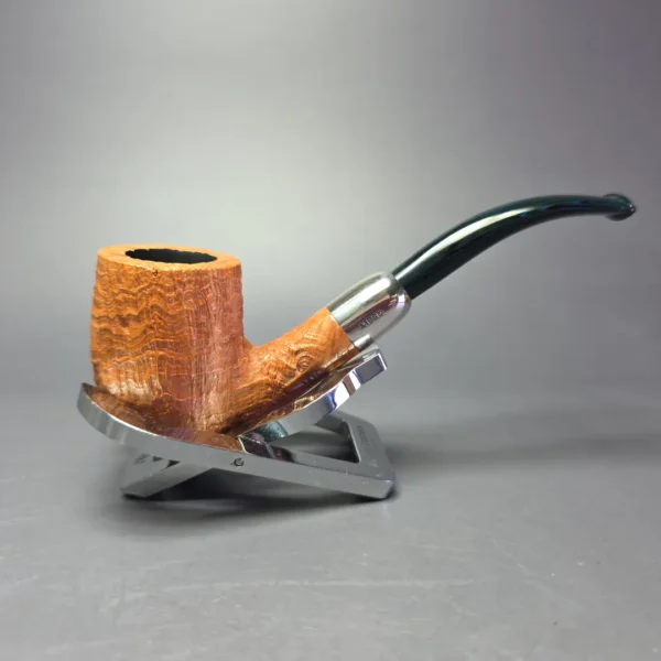MBSD Briars Timeless Traditions 2 Sandblasted Bent Billiard w/ Silver Handmade Briar Pipe, New - Image 3