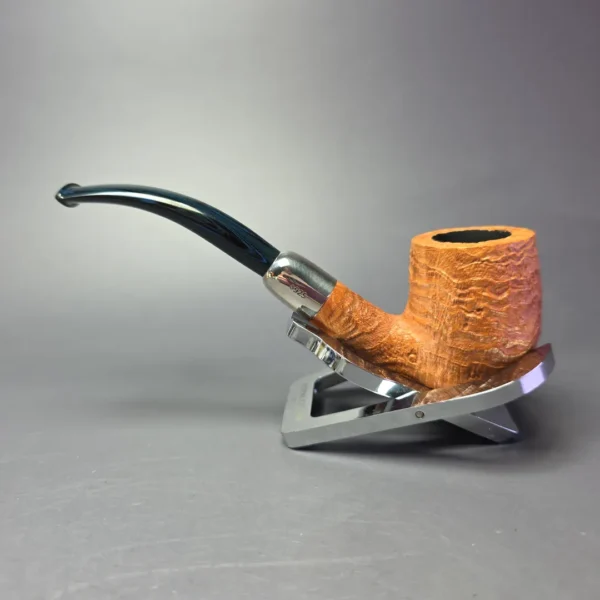 MBSD Briars Timeless Traditions 2 Sandblasted Bent Billiard w/ Silver Handmade Briar Pipe, New - Image 5