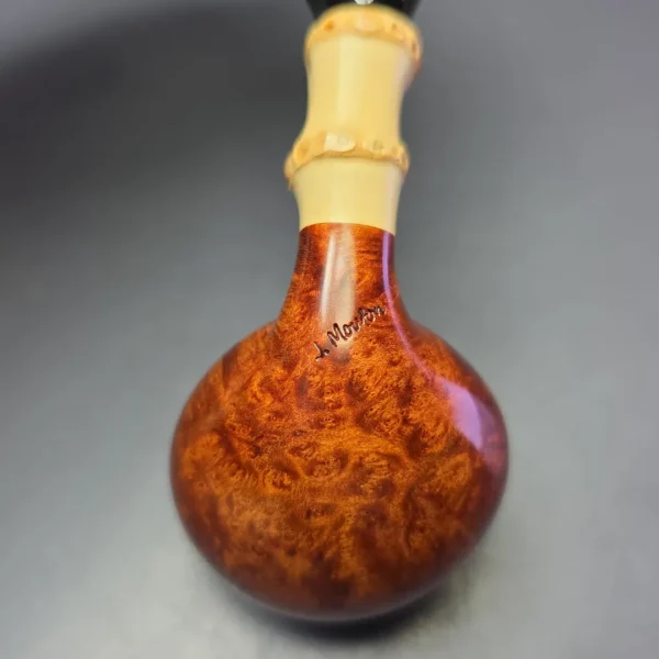 J Mouton Smooth Asymmetric Tomato w/ Bamboo Handmade Briar Pipe, New - Image 9