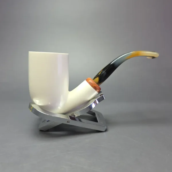 MBSD Meerschaum Deluxe Stacked Bent Billiard Block Meerschaum Pipe, Briars-Mortise - Image 3