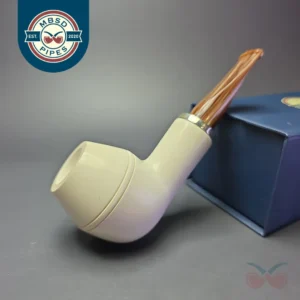 MBSD Meerschaum Silver Smooth Reverse Calabash Rhodesian Block Meerschaum Pipe