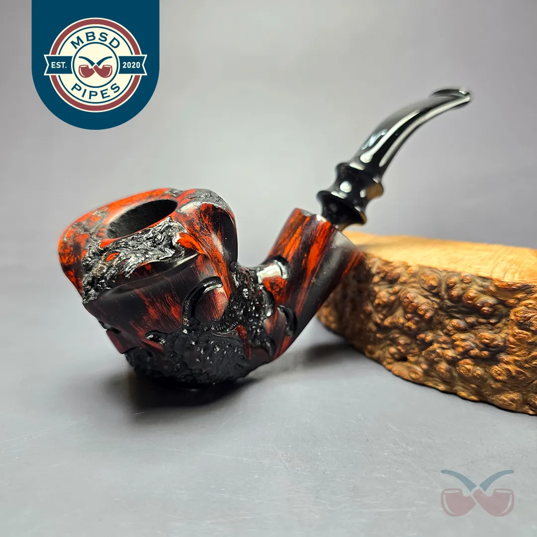 Nording Moss Partially Rusticated Freehand Estate Briar Pipe, Unsmoked