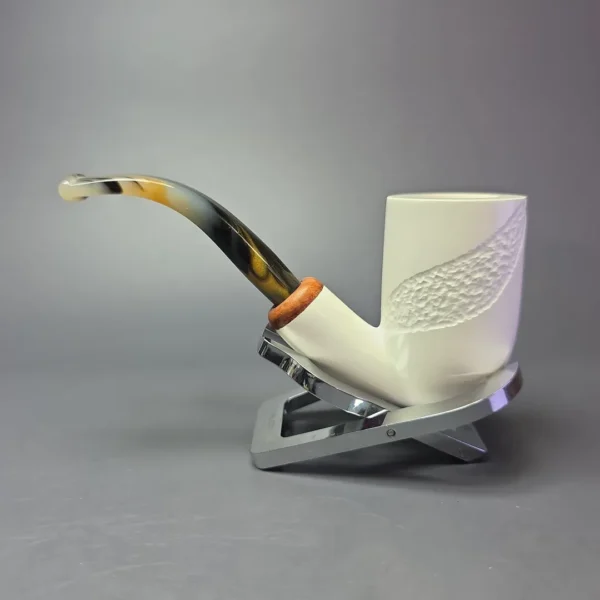 MBSD Meerschaum Deluxe Stacked Bent Billiard Block Meerschaum Pipe, Briars-Mortise - Image 5