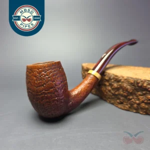 Le Nuvole Partially Sandblasted Bent Billiard w/ Boxwood Estate Briar Pipe, Italian Estates