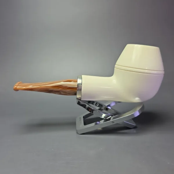 MBSD Meerschaum Silver Smooth Reverse Calabash Rhodesian Block Meerschaum Pipe - Image 5