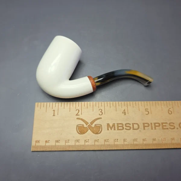 MBSD Meerschaum Deluxe Stacked Bent Billiard Block Meerschaum Pipe, Briars-Mortise - Image 8