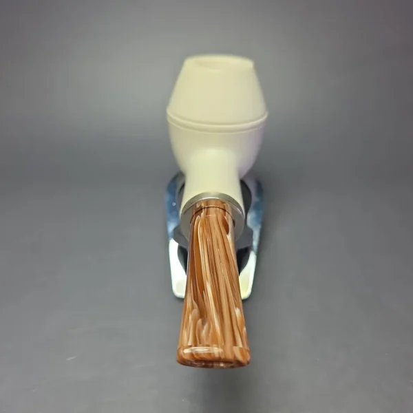MBSD Meerschaum Silver Smooth Reverse Calabash Rhodesian Block Meerschaum Pipe - Image 6