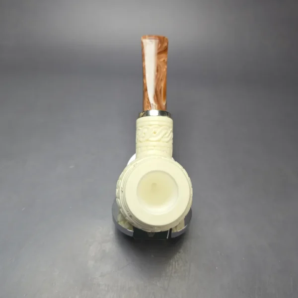 MBSD Meerschaum Silver Floral Brandy Reverse Calabash Block Meerschaum Pipe, New - Image 6