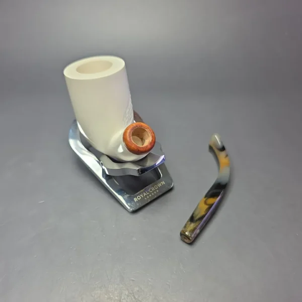 MBSD Meerschaum Deluxe Stacked Bent Billiard Block Meerschaum Pipe, Briars-Mortise - Image 10