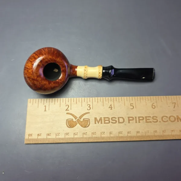 J Mouton Smooth Asymmetric Tomato w/ Bamboo Handmade Briar Pipe, New - Image 10