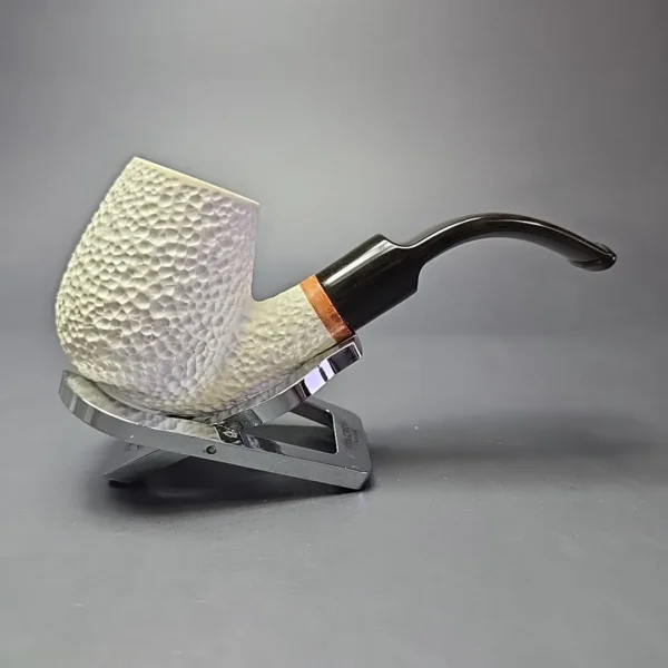 MBSD Meerschaum Deluxe Rusticated Oom Paul Block Meerschaum Pipe Briar-Mortise, New - Image 3