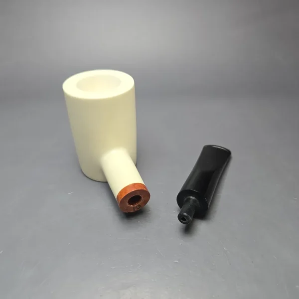 MBSD Meerschaum Deluxe Smooth Poker Block Meerschaum Pipe, Briar-Mortise, New - Image 10