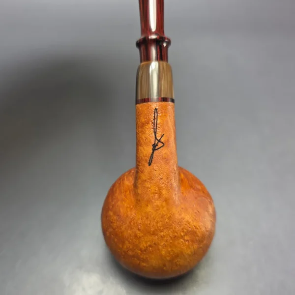 Brentegani Partially Sandblasted Apple w/ Horn Handmade Briar Pipe, New - Image 9