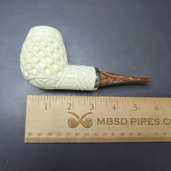 MBSD Meerschaum Silver Floral Brandy Reverse Calabash Block Meerschaum Pipe, New - Image 8