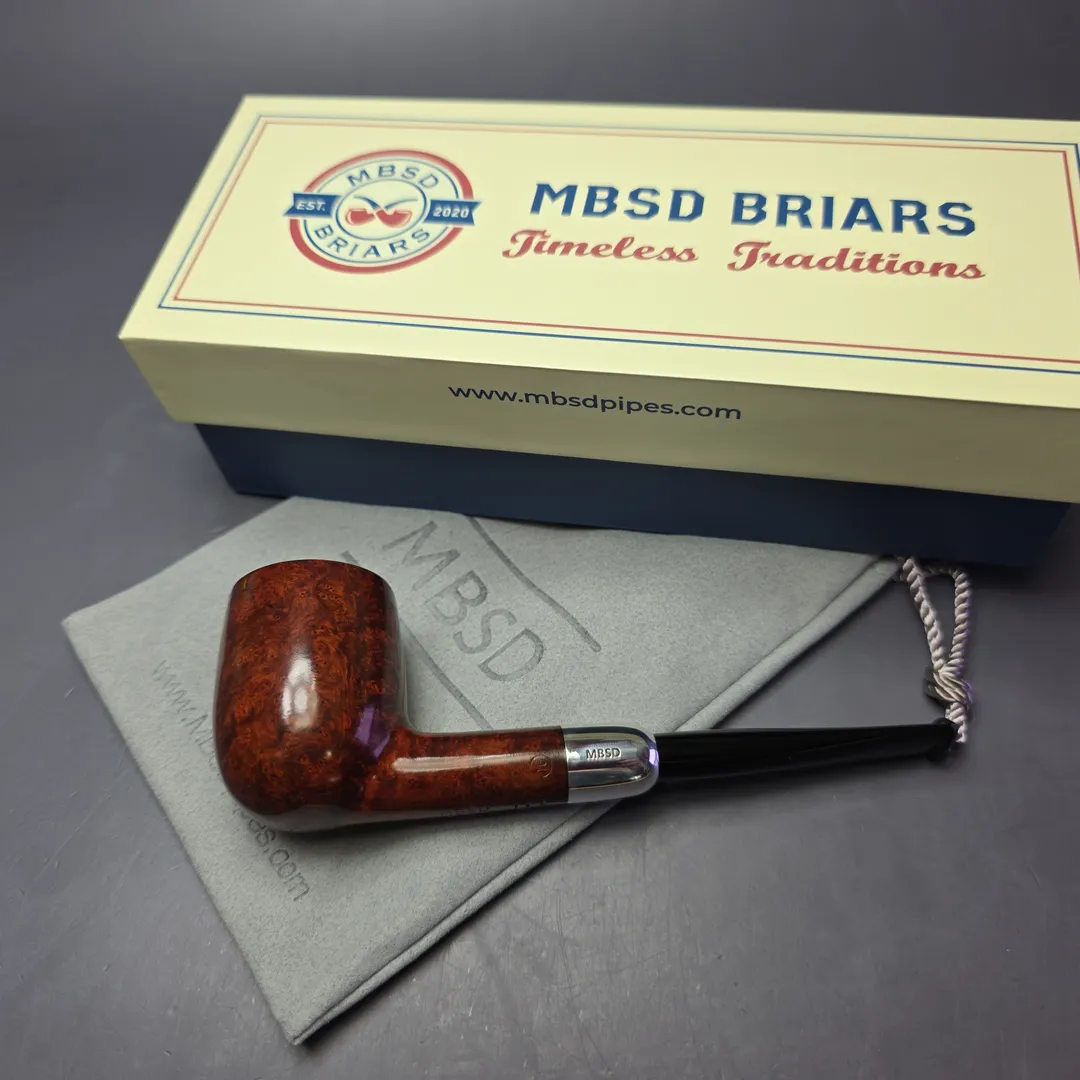 MBSD Briars Timeless Traditions 1 Smooth Billiard w/ Silver Handmade Briar Pipe, New - Image 2