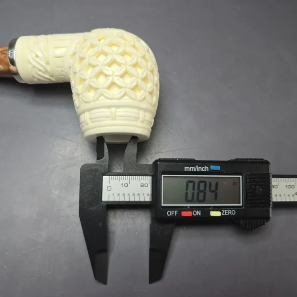 MBSD Meerschaum Silver Floral Brandy Reverse Calabash Block Meerschaum Pipe, New - Image 9