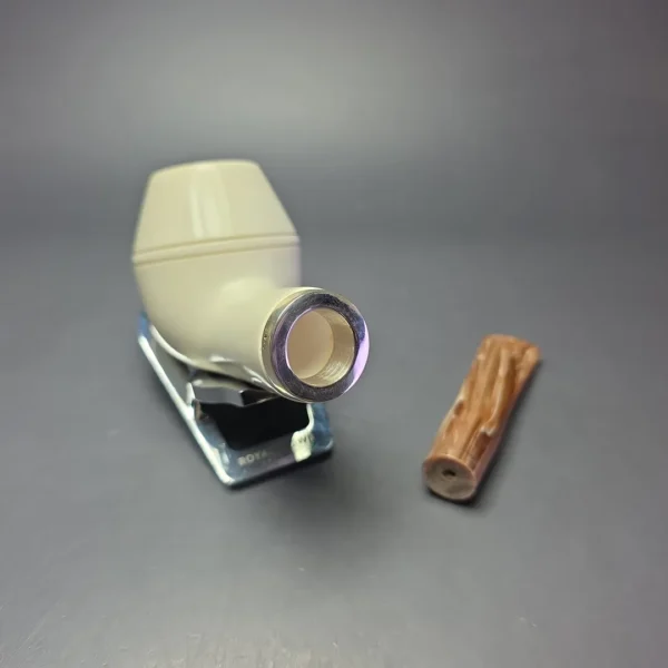 MBSD Meerschaum Silver Smooth Reverse Calabash Rhodesian Block Meerschaum Pipe - Image 10