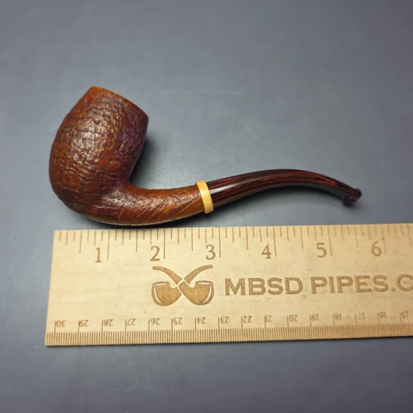 Le Nuvole Partially Sandblasted Bent Billiard w/ Boxwood Estate Briar Pipe, Italian Estates - Image 9