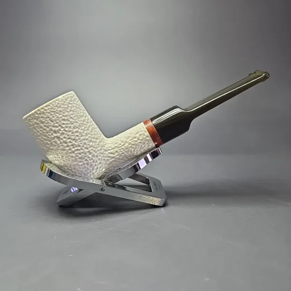 MBSD Meerschaum Deluxe Rusticated Billiard Block Meerschaum Pipe, Briar-Mortise,  New - Image 3
