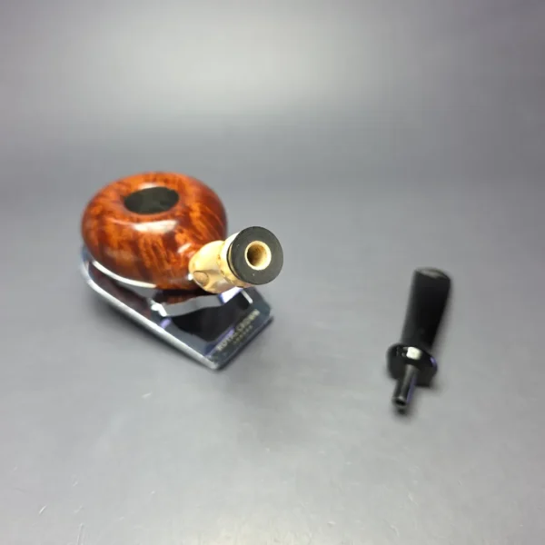 J Mouton Smooth Asymmetric Tomato w/ Bamboo Handmade Briar Pipe, New - Image 12