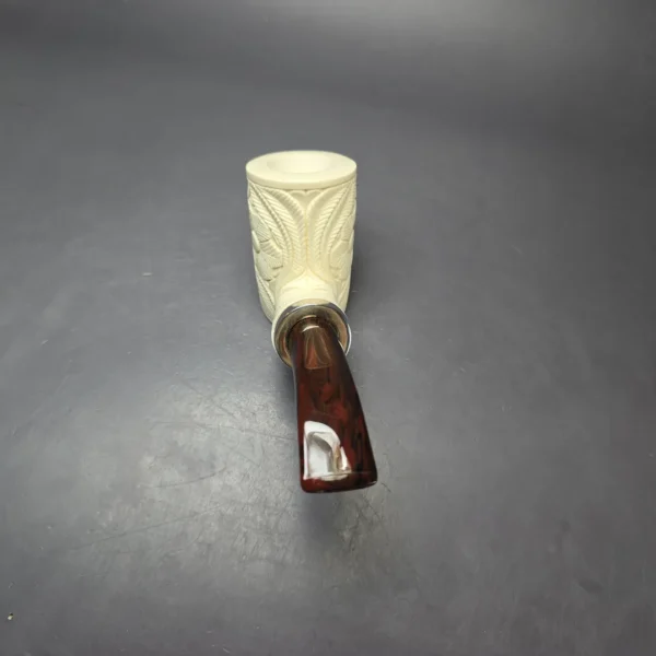MBSD Meerschaum Silver Floral Poker Reverse Calabash Block Meerschaum Pipe, New - Image 5