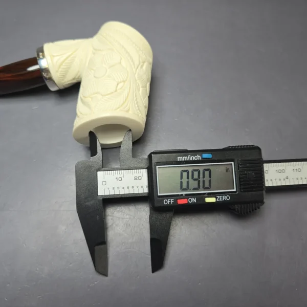 MBSD Meerschaum Silver Floral Poker Reverse Calabash Block Meerschaum Pipe, New - Image 8