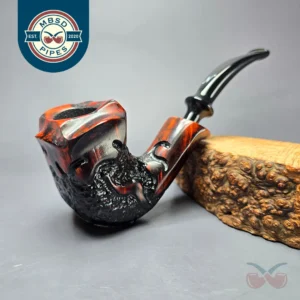 Nording Moss Partially Rusticated Freehand Estate Briar Pipe, Unsmoked