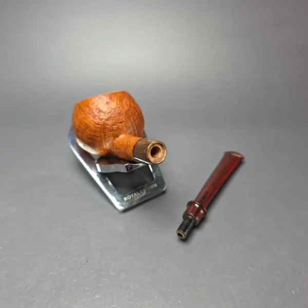 Brentegani Partially Sandblasted Apple w/ Horn Handmade Briar Pipe, New - Image 12