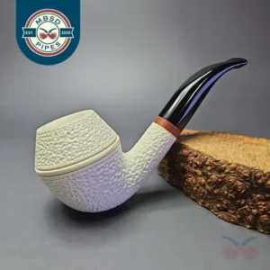 MBSD Meerschaum Deluxe Rusticated Rhodesian Block Meerschaum Pipe, Briars-Mortise, New
