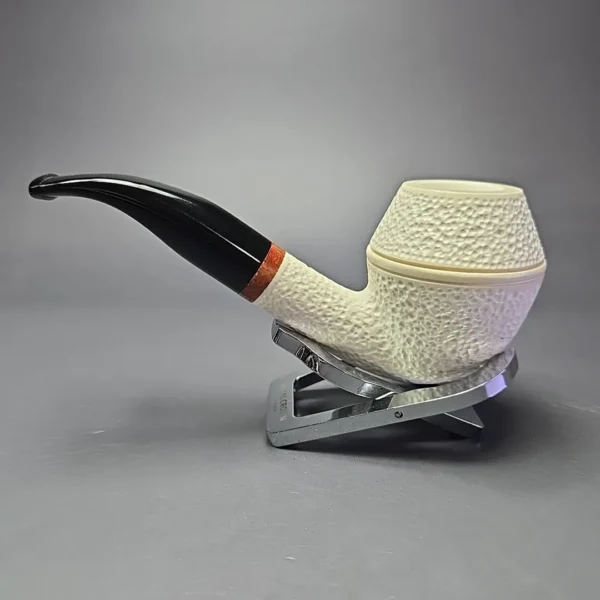 MBSD Meerschaum Deluxe Rusticated Rhodesian Block Meerschaum Pipe, Briars-Mortise, New - Image 4