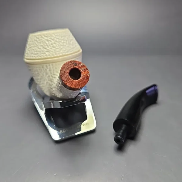 MBSD Meerschaum Deluxe Rusticated Rhodesian Block Meerschaum Pipe, Briars-Mortise, New - Image 7