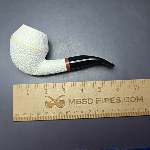MBSD Meerschaum Deluxe Rusticated Rhodesian Block Meerschaum Pipe, Briars-Mortise, New - Image 9