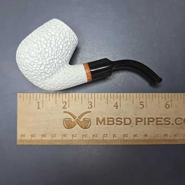 MBSD Meerschaum Deluxe Rusticated Oom Paul Block Meerschaum Pipe Briar-Mortise, New - Image 7