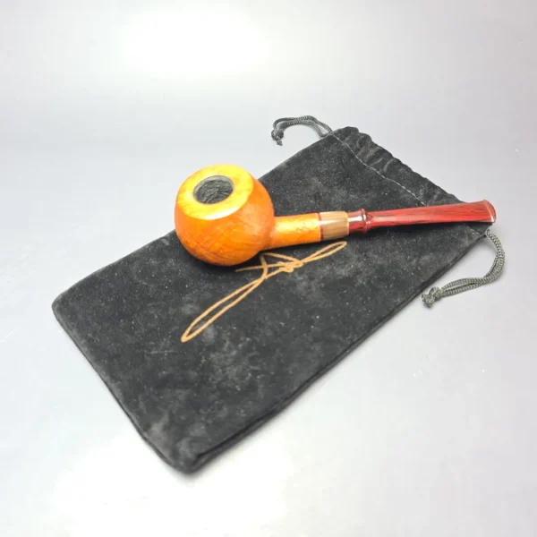 Brentegani Partially Sandblasted Apple w/ Horn Handmade Briar Pipe, New - Image 13