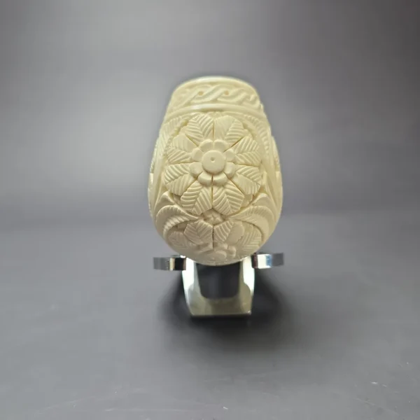 MBSD Meerschaum Silver Floral Brandy Reverse Calabash Block Meerschaum Pipe, New - Image 3
