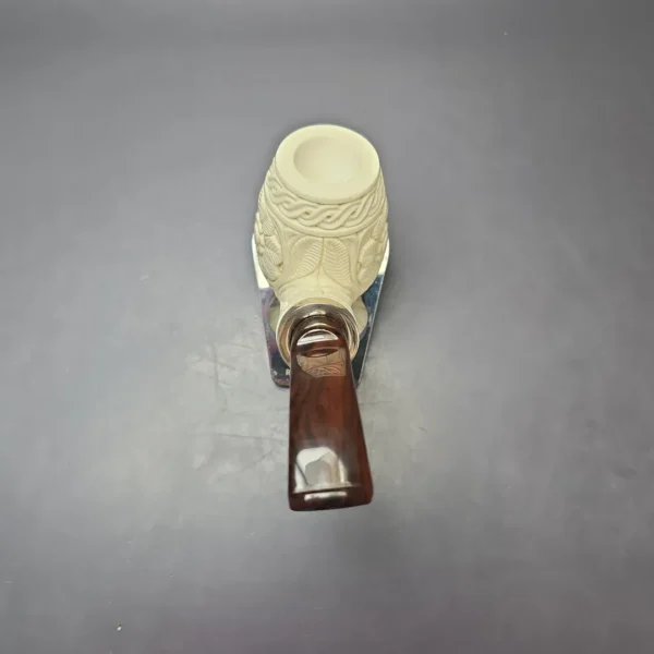 MBSD Meerschaum Silver Floral Brandy Reverse Calabash Block Meerschaum Pipe, New - Image 5
