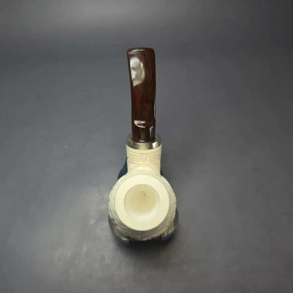 MBSD Meerschaum Silver Floral Brandy Reverse Calabash Block Meerschaum Pipe, New - Image 6
